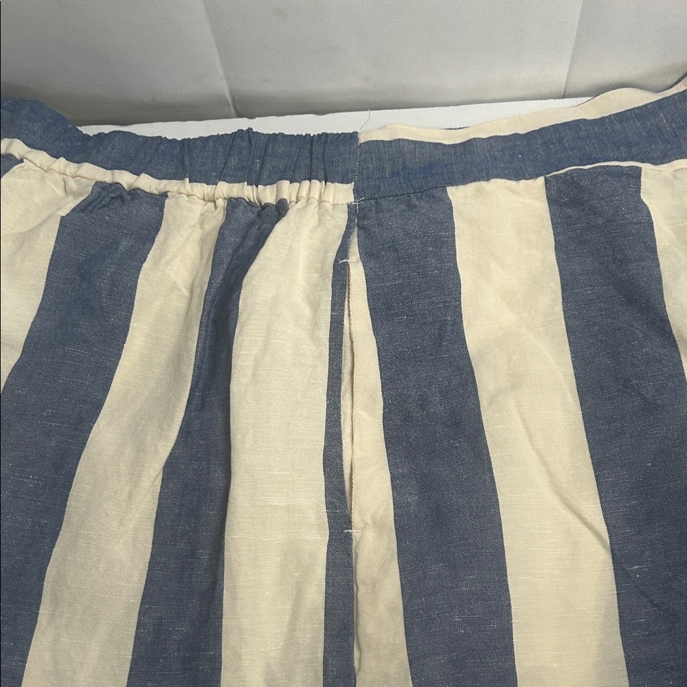 Striped Blue and Cream Wide-Leg Pants - Picture 14 of 14